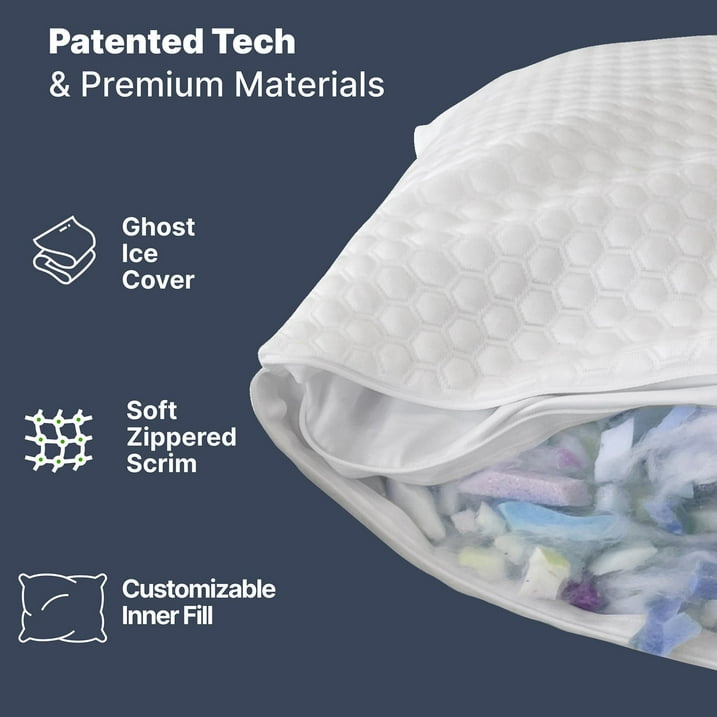 GhostBed 2-Pack Shredded Memory Foam Pillow, Assorted Sizes