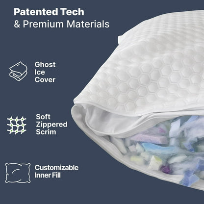 GhostBed 2-Pack Shredded Memory Foam Pillow, Assorted Sizes