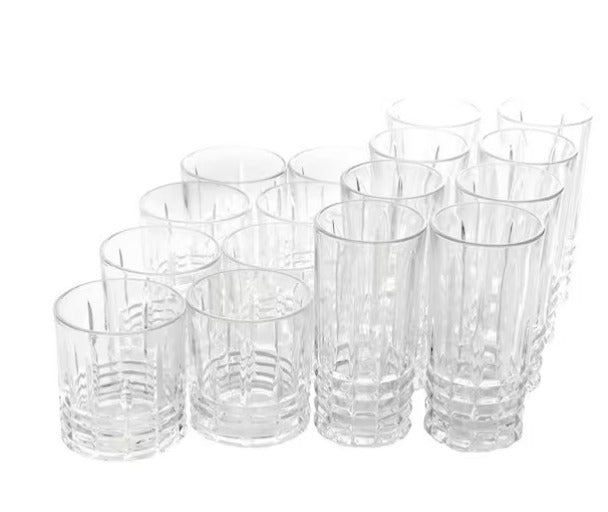 16-Piece Tumbler and Double Old Fashioned Glass Set