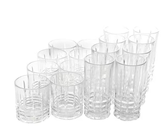 16-Piece Tumbler and Double Old Fashioned Glass Set