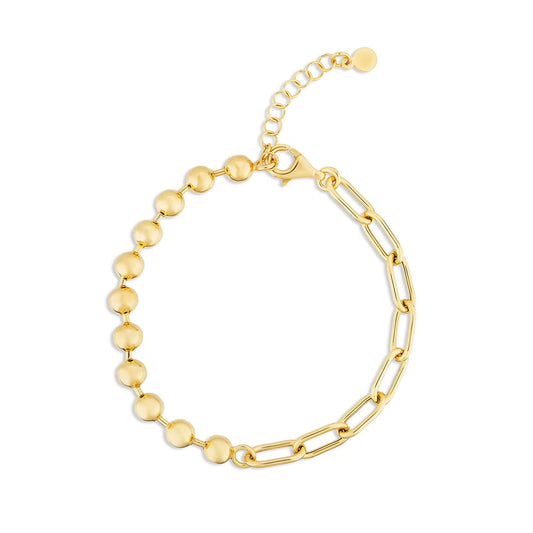 Ball & Paperclip Chain Bracelet in 18K Gold Vermeil