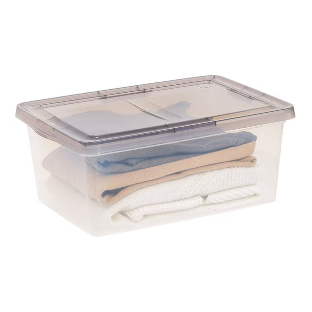Plastic Storage Box with Gray Lid, 8 Piece Set