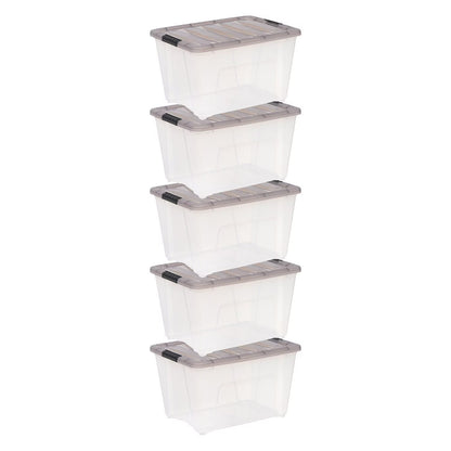 Stack & Pull 53 Quart Clear Plastic Storage Boxes with Buckles