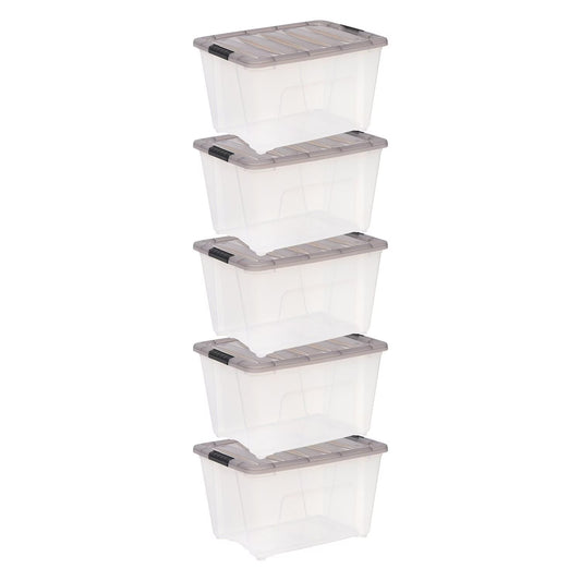 Stack & Pull 53 Quart Clear Plastic Storage Boxes with Buckles