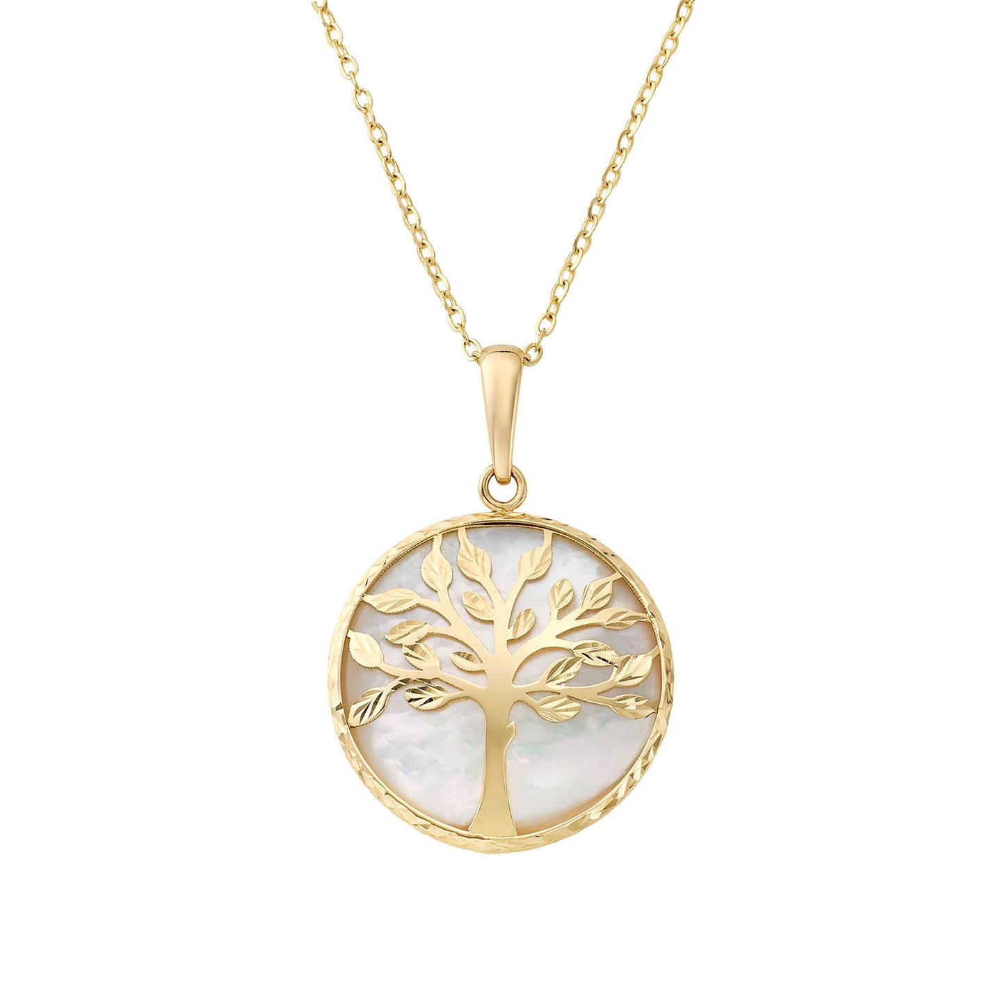 Tree of Life Pendant with Mother of Pearl in 14K Gold