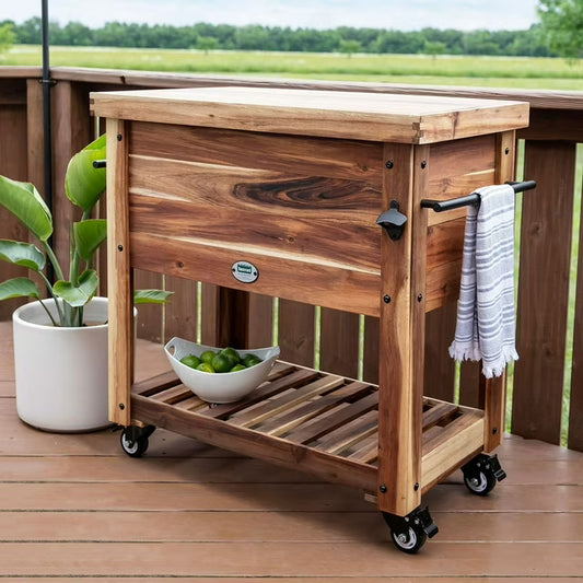 100-Qt. Acacia Patio Cooler with Prep Area