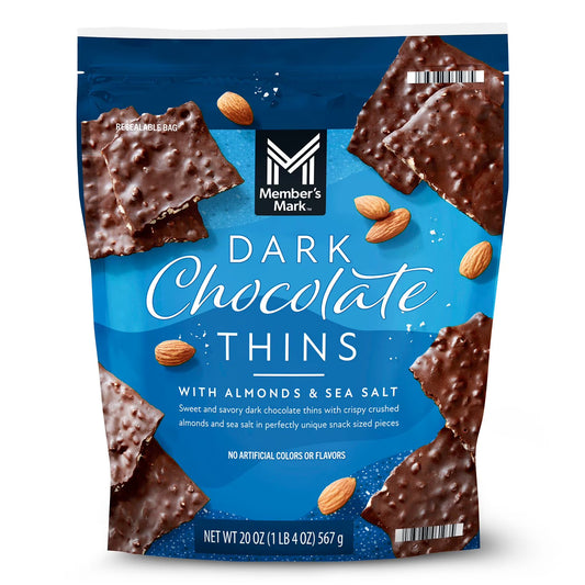 Dark Chocolate Thins with Almonds & Sea Salt, 20 oz.
