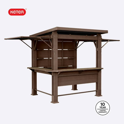 Keter 11' x 7' Signature Collection Resin Outdoor Bar Pine Gazebo