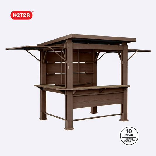 Keter 11' x 7' Signature Collection Resin Outdoor Bar Pine Gazebo