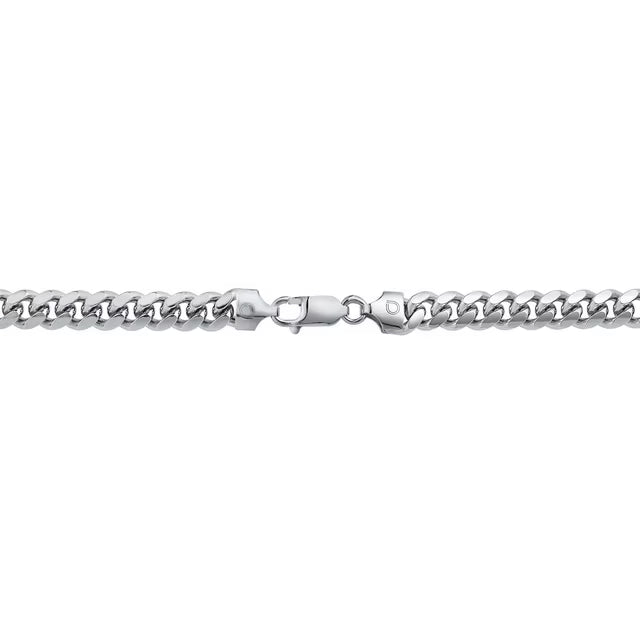 Polished Miami Cuban Chain Necklace in Sterling Silver, 7mm