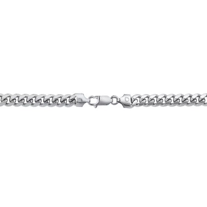 Polished Miami Cuban Chain Necklace in Sterling Silver, 7mm