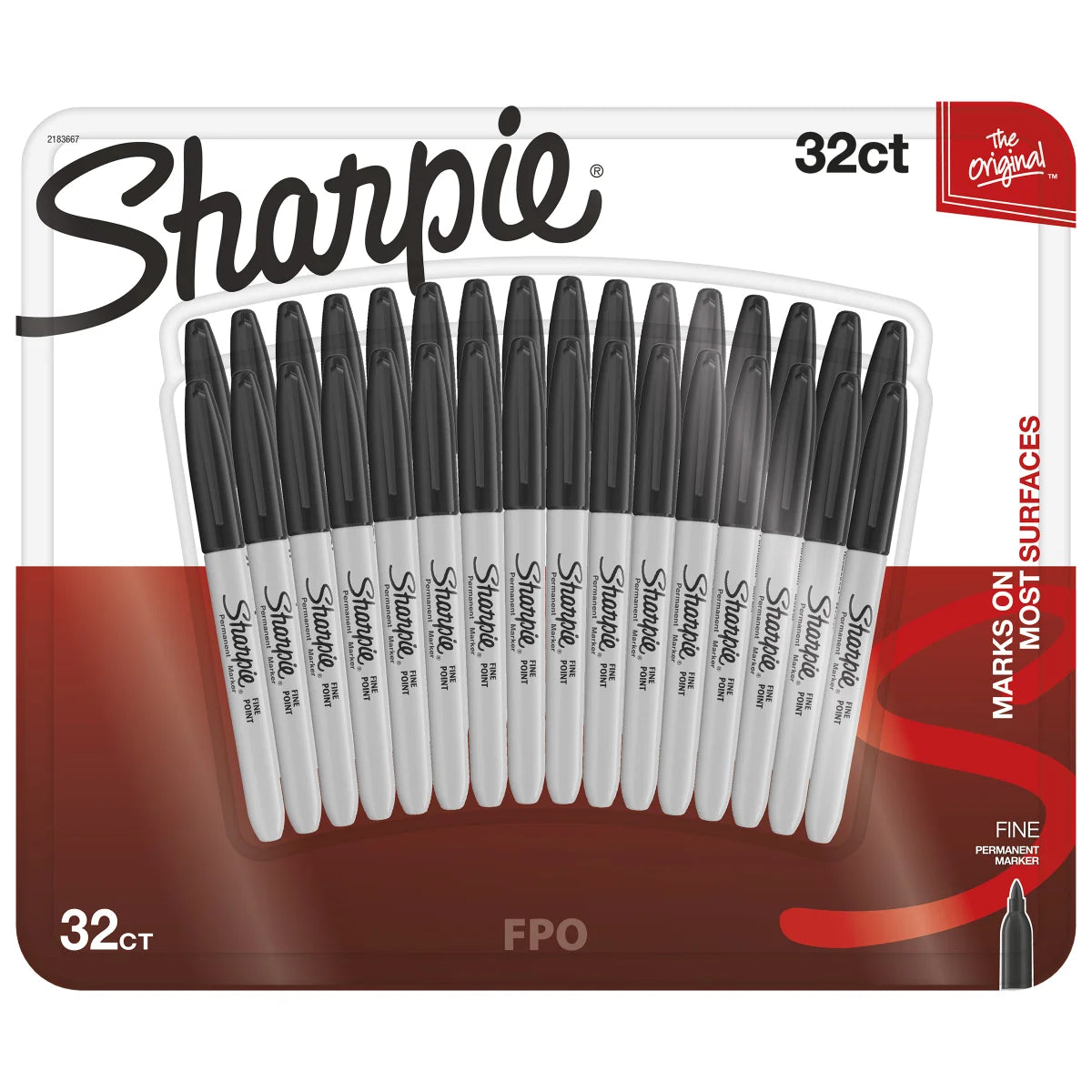 Sharpie Fine Point Permanent Markers, Black Ink, Pack of 32