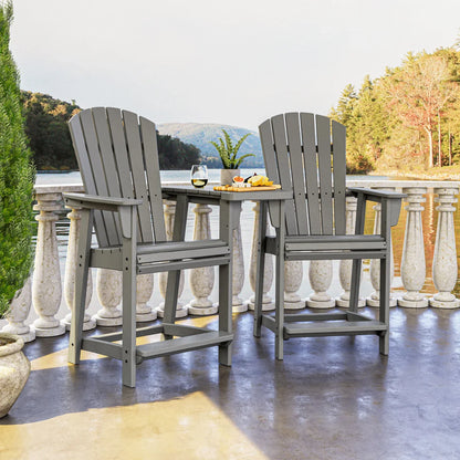 Polywood Portside 3-piece Shellback Counter Chair Set with Connecting Table