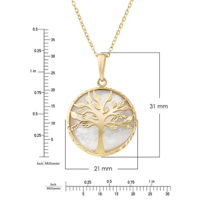 Tree of Life Pendant with Mother of Pearl in 14K Gold