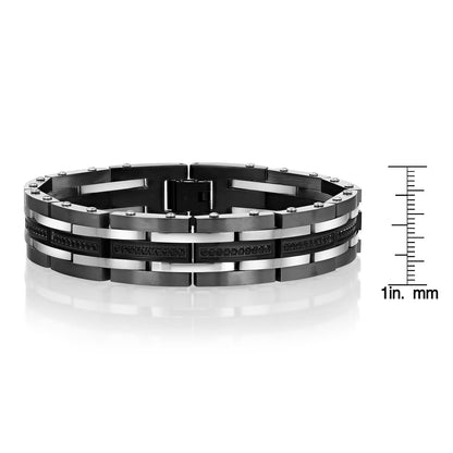 Stainless Steel with Black Spinel Gemstones Men's Bracelet