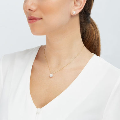 Freshwater Cultured Pearl Earrings with Diamond Accents in 14k Yellow Gold
