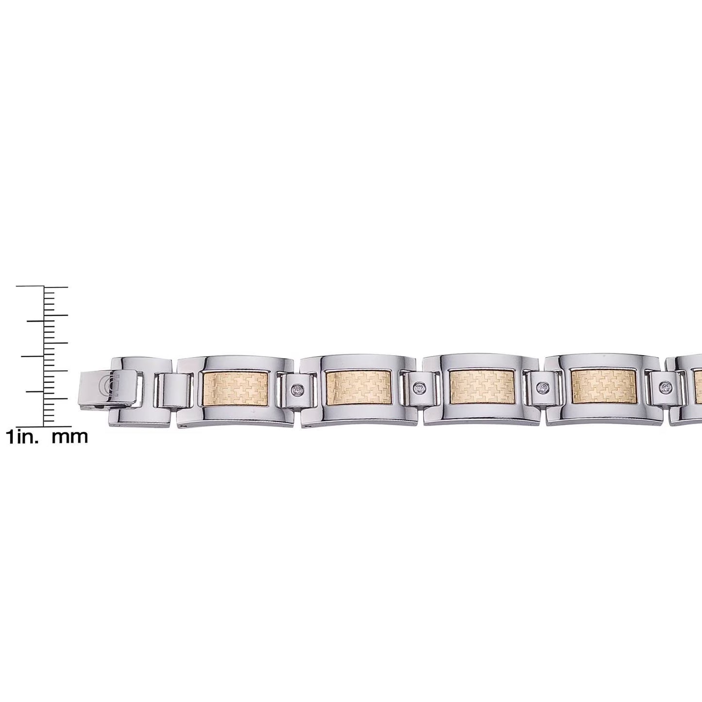 Men's Diamond Bracelet & 14K Gold Accent in Stainless Steel