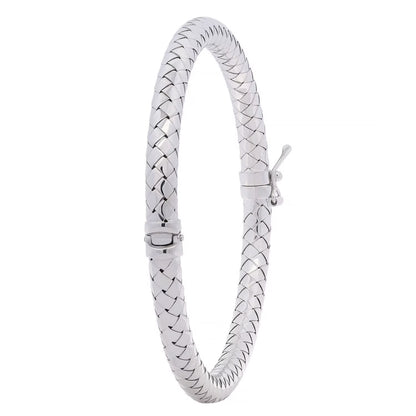Italian Diamond Cut Hinged Snake Bangle in Sterling Silver