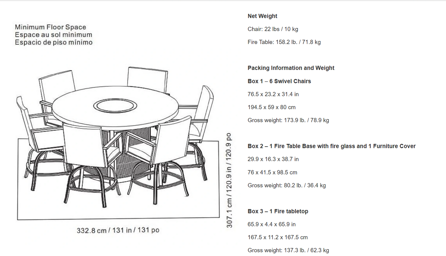 7-piece Fire Outdoor Dining Set