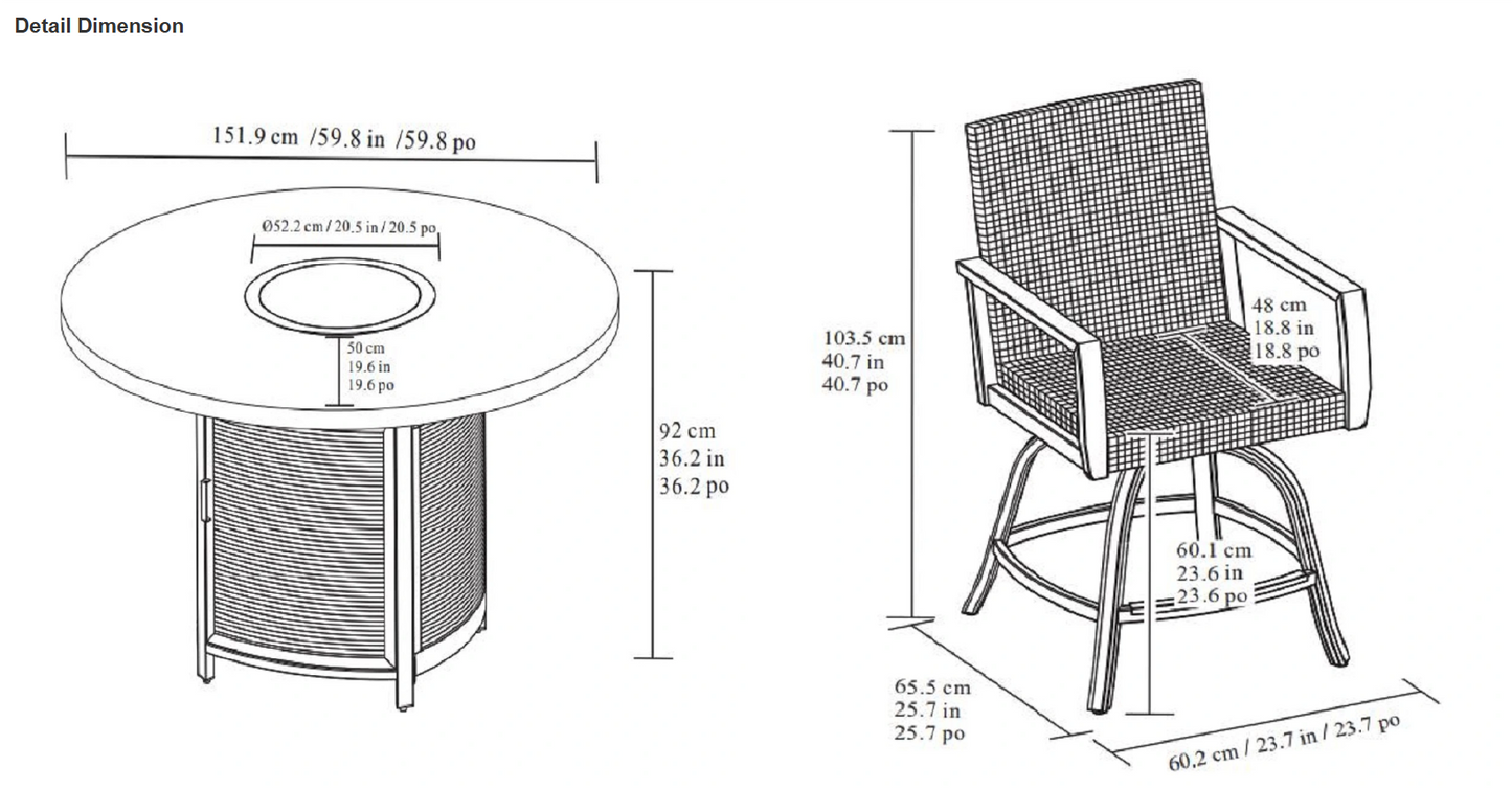 7-piece Fire Outdoor Dining Set