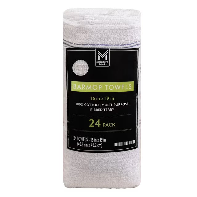 Cotton Bar Mop Towels, 16" x 19", 24 ct.