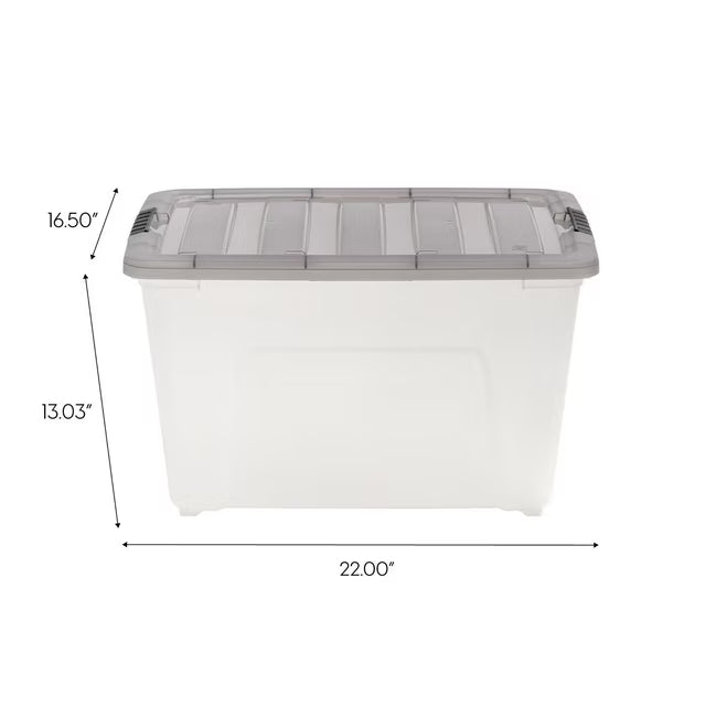 Stack & Pull 53 Quart Clear Plastic Storage Boxes with Buckles