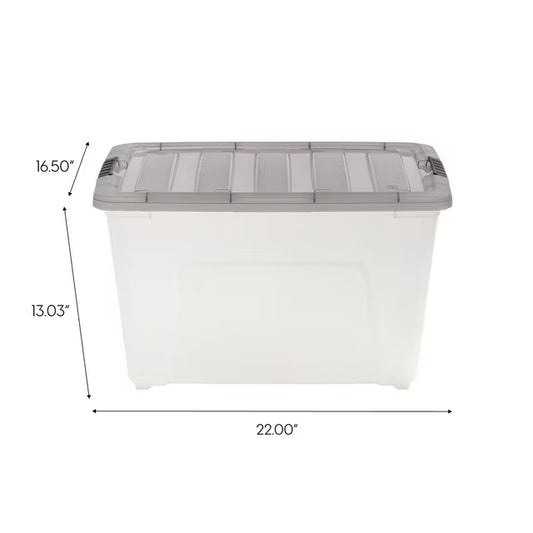 Stack & Pull 53 Quart Clear Plastic Storage Boxes with Buckles