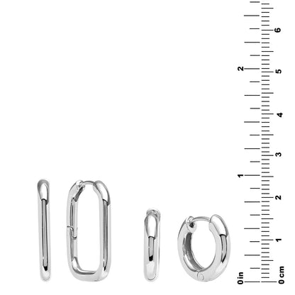 Huggie Hoop & Paperclip Earring Set in Sterling Silver