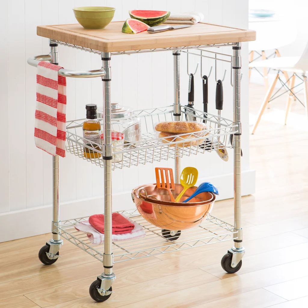 EcoStorage Bamboo Top Kitchen Cart