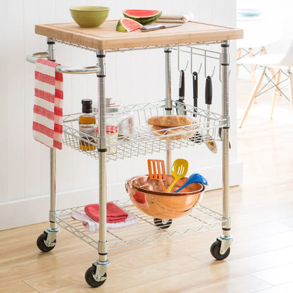 EcoStorage Bamboo Top Kitchen Cart