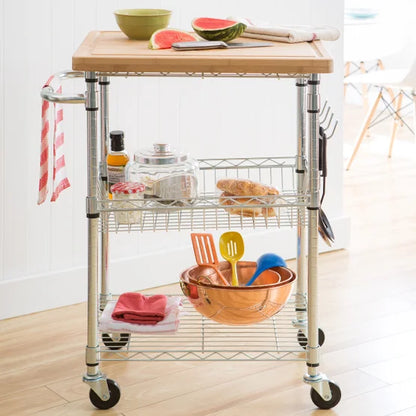 EcoStorage Bamboo Top Kitchen Cart