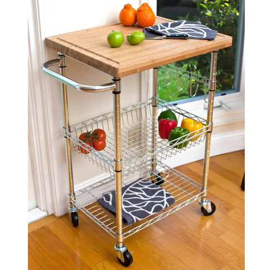 EcoStorage Bamboo Top Kitchen Cart