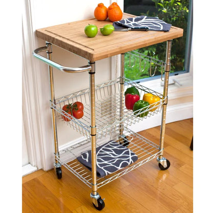 EcoStorage Bamboo Top Kitchen Cart