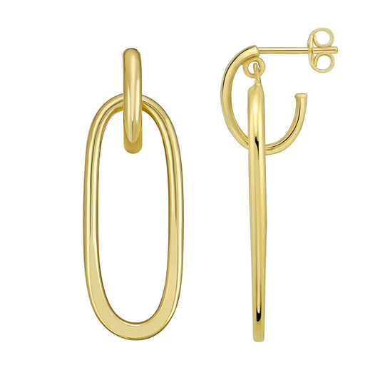 Open Oval Dangle Earring in 14K Yellow Gold