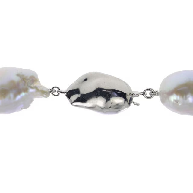 18" 12-15mm White Nucleated Baroque Cultured Freshwater Pearl Necklace