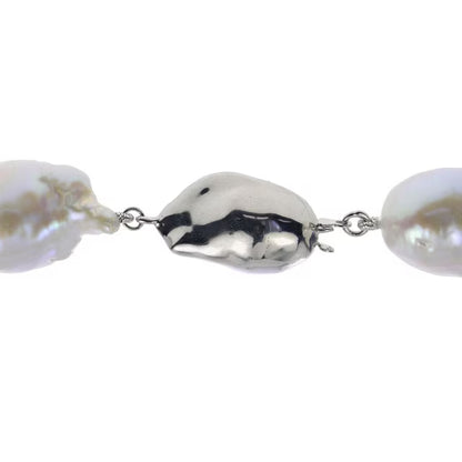 18" 12-15mm White Nucleated Baroque Cultured Freshwater Pearl Necklace
