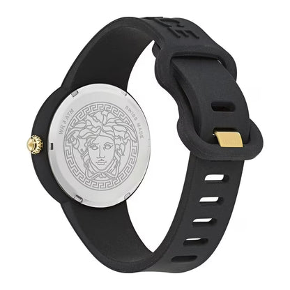 Medusa Pop Swiss Quartz Black Silicone Watch, 39mm