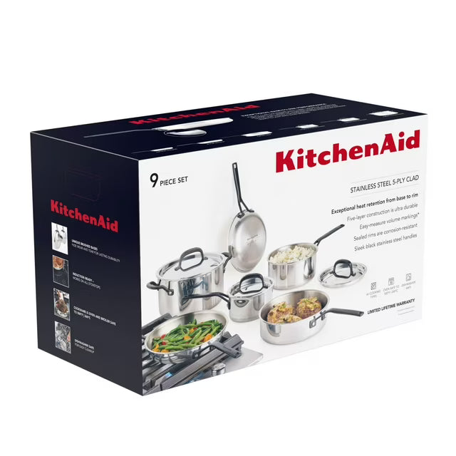 5-Ply Clad Stainless Steel 9-Piece Cookware Set