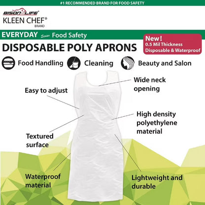 Disposable Waterproof Poly Aprons, White 100 ct.