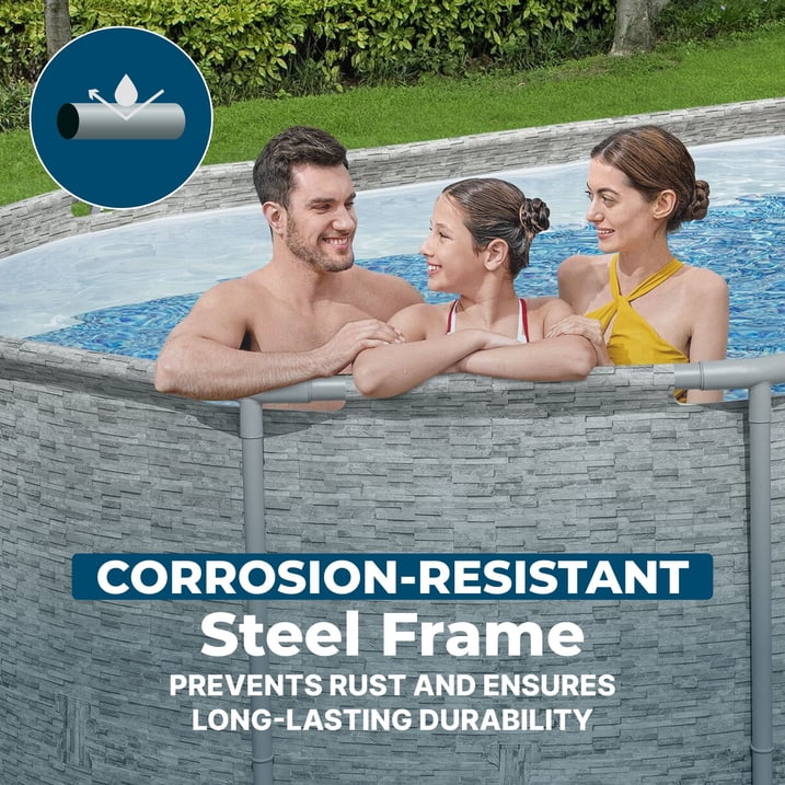 Bestway Power Steel 22’L x 12’W x 52’’H Above Ground Pool Set