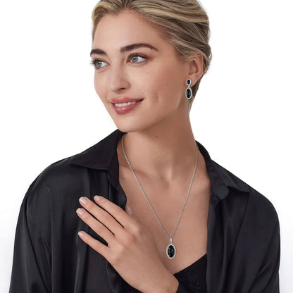 White Sapphire Dangle Earrings & Pendant Necklace Set