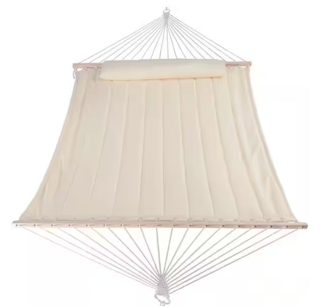 2-Person Hammock with Hardwood Spreader Bar and Pillow