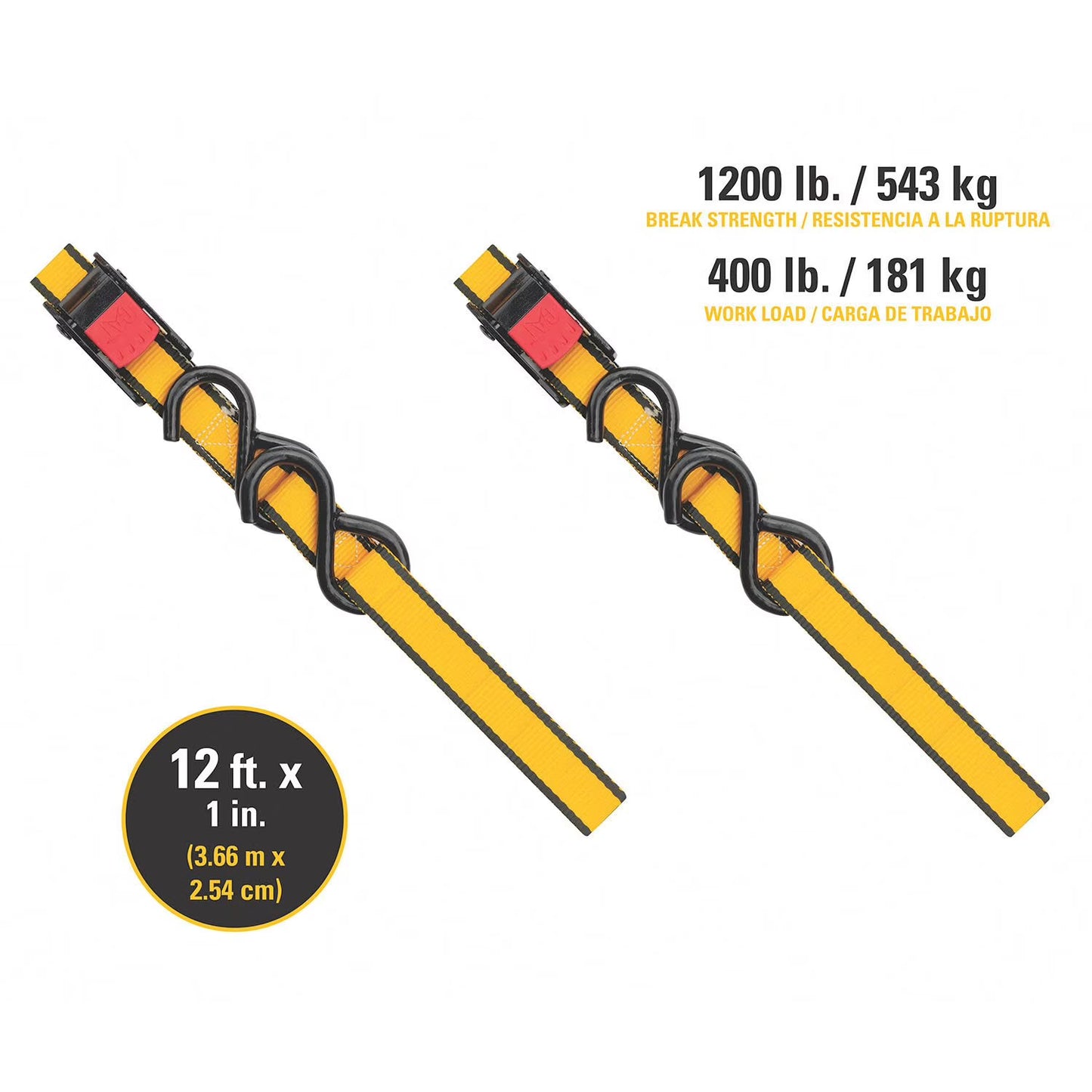 4pc Ratchet Tie Down and Cam Buckle Set