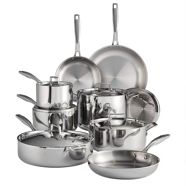 14-Piece Tri-Ply Clad 18/10 Stainless Steel Cookware Set