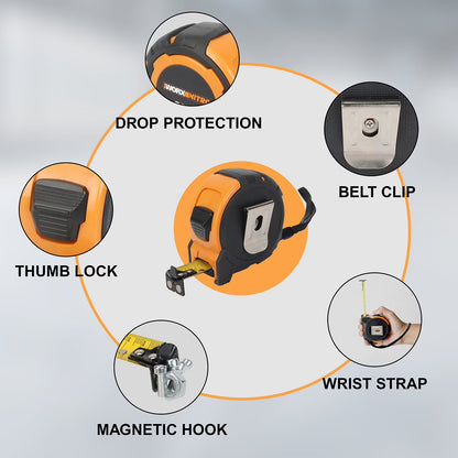 2Pk Double-sided Tape Measure with Magnetic Hook