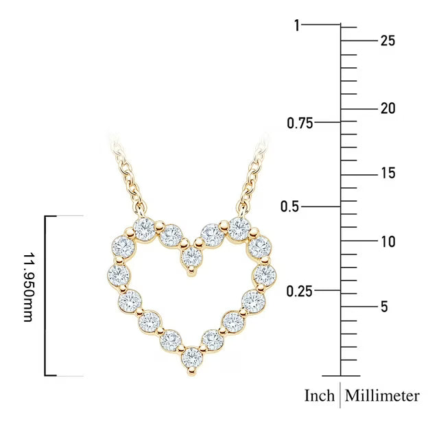 0.23 CT. T.W. Round Cut Heart Shaped Diamond Pendant Necklace