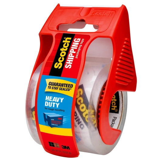 Scotch Shipping Packaging Tape with Dispenser, Heavy Duty, 1.88" x 19.4 yds, 6-count