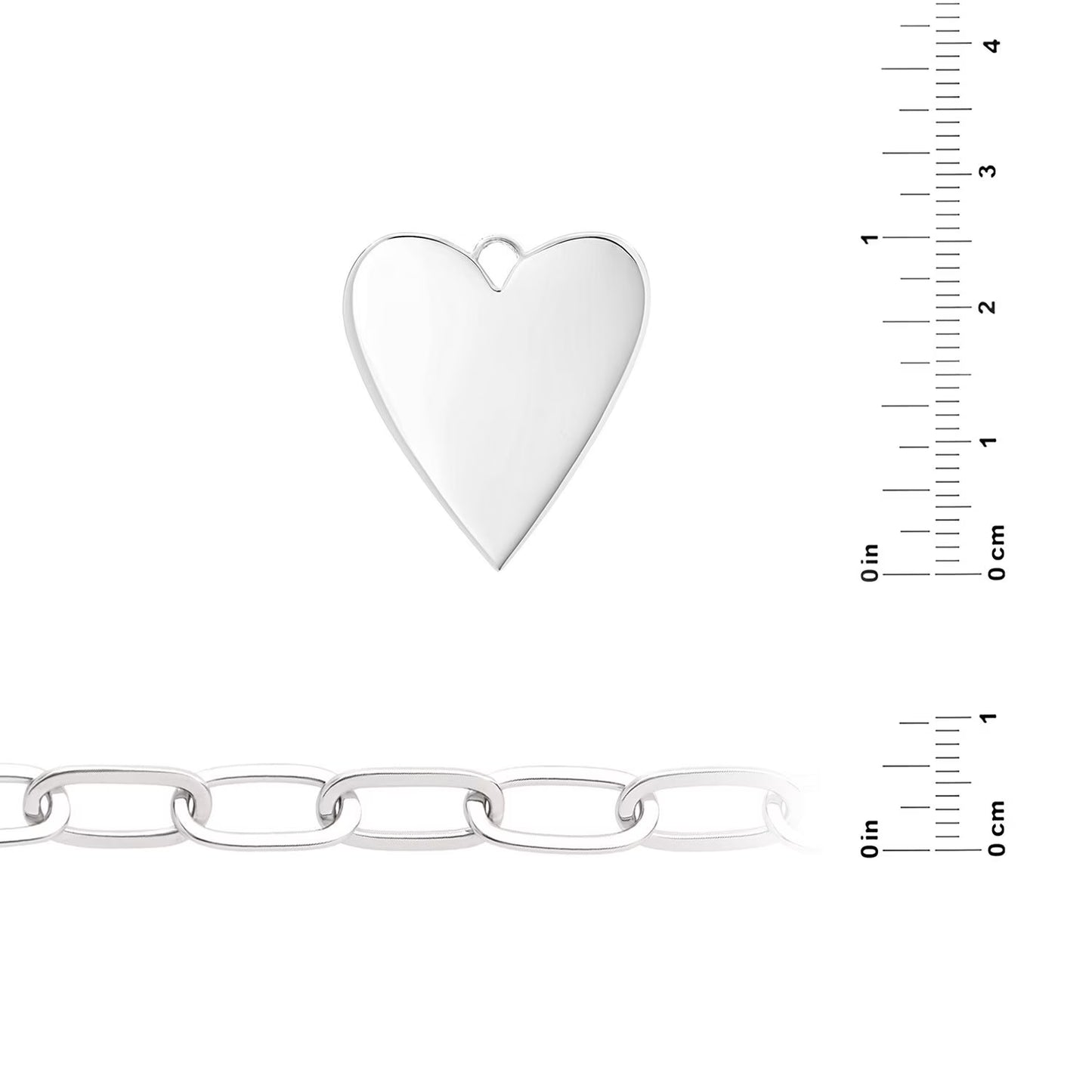 Heart Paperclip Chain Pendant Necklace in Sterling Silver