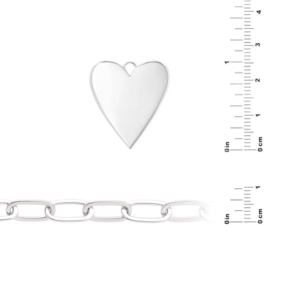 Heart Paperclip Chain Pendant Necklace in Sterling Silver
