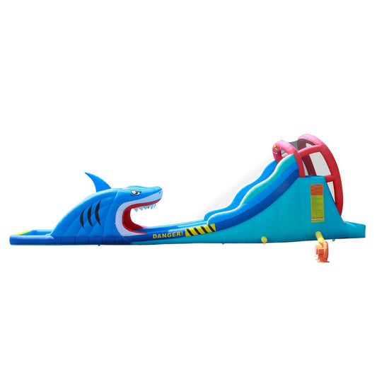 Happy Hop Shark Attack Double Slide Inflatable Water Slide